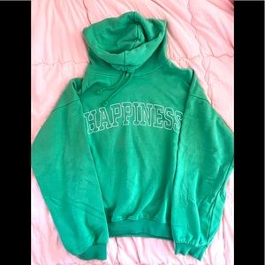Comfy Light Green "Happiness" Hoodie Womens XS H&M
